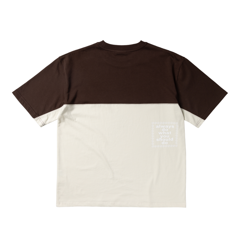 Waza Panelled Tee - Cream / Brown