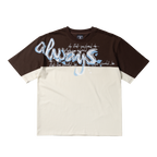 Waza Panelled Tee - Cream / Brown
