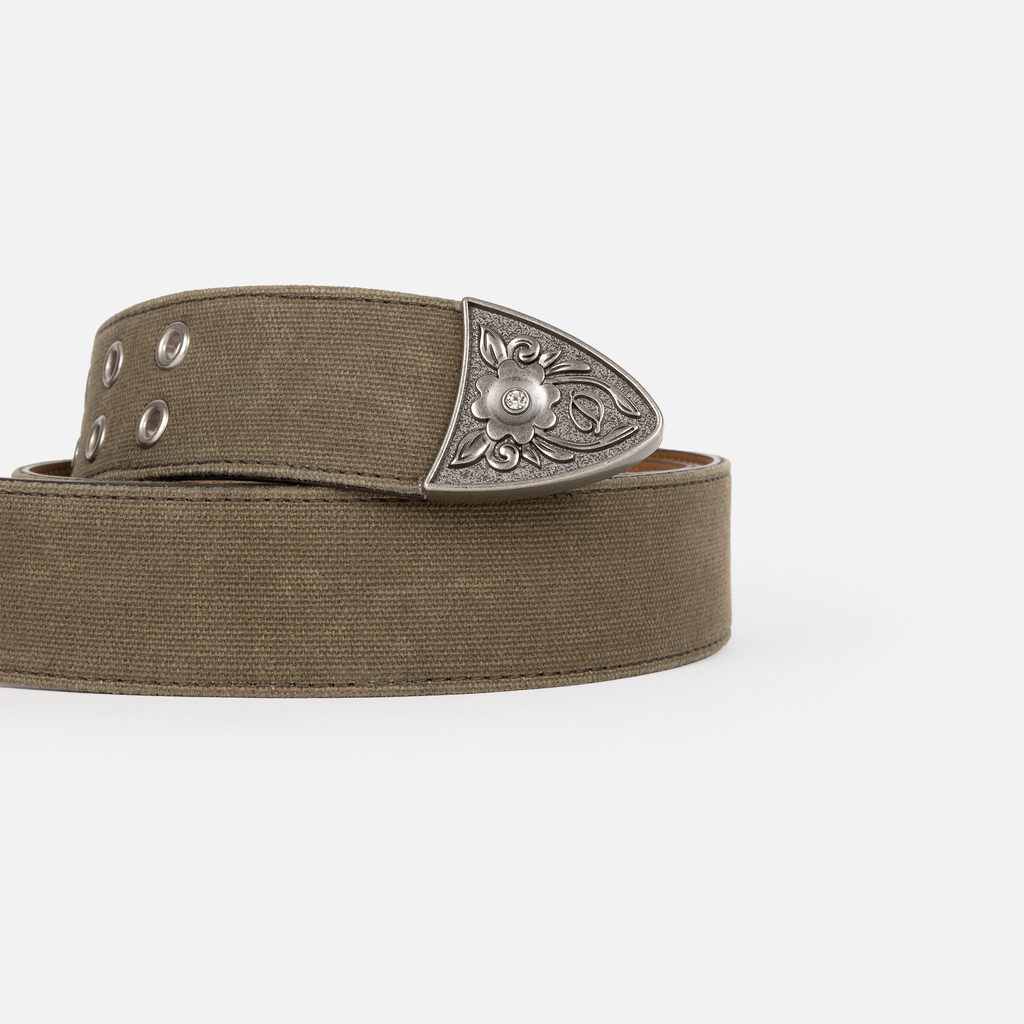Waxed Canvas Belt - Brown/Olive