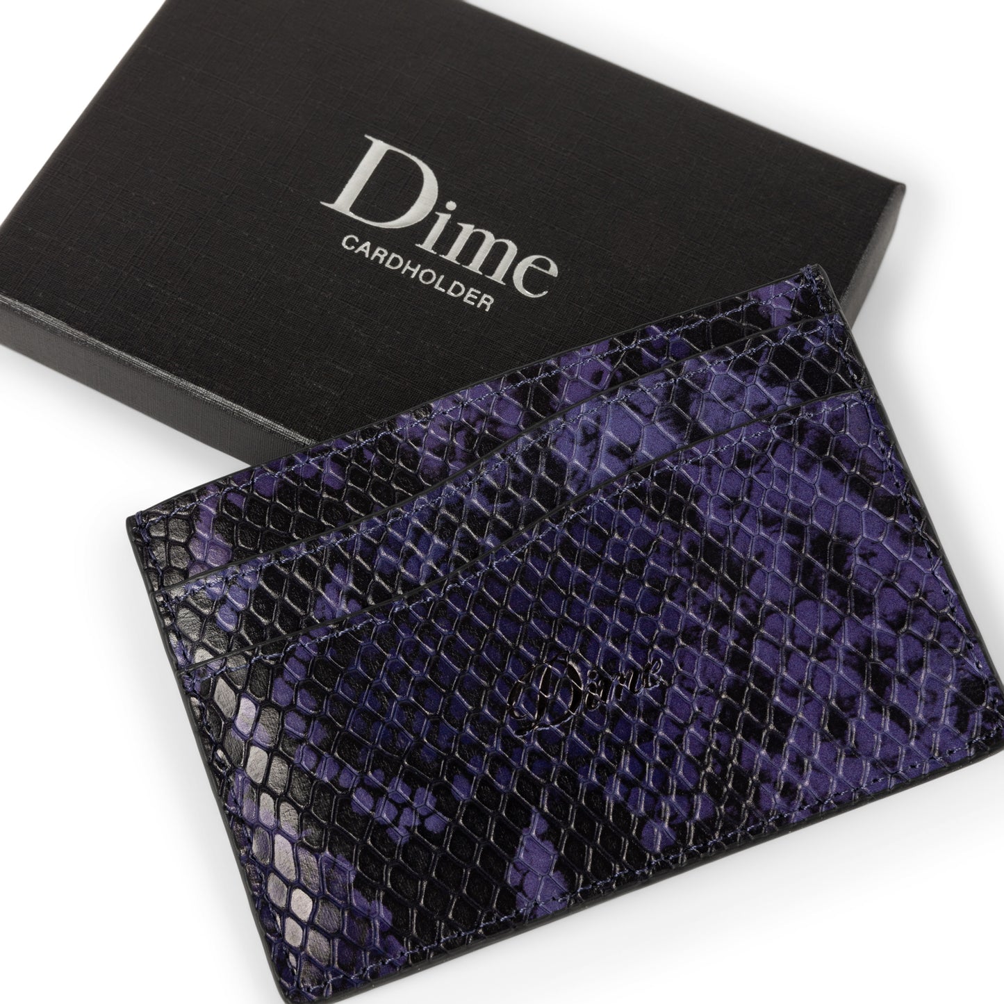 Embossed Leather Cardholder - Purple Snake