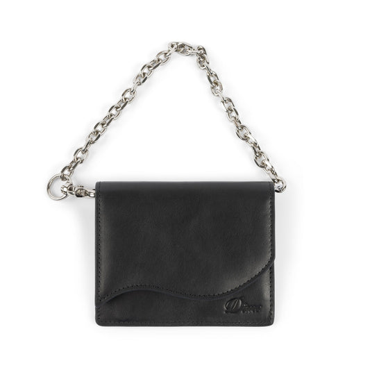 Chain Leather Wallet - Black