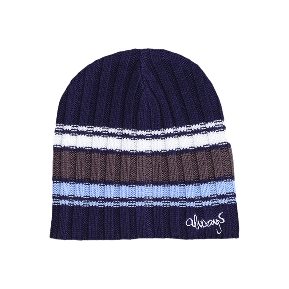 Cable Knit Clyde Beanie - Blue / White