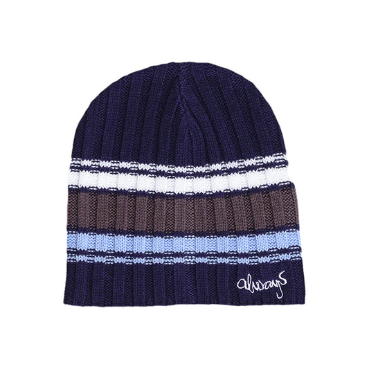 Cable Knit Clyde Beanie - Blue / White