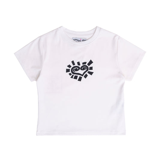 Heart Sun Baby Tee - White
