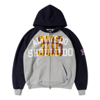 Jersey Raglan Zip Up Hoodie - Heather Grey