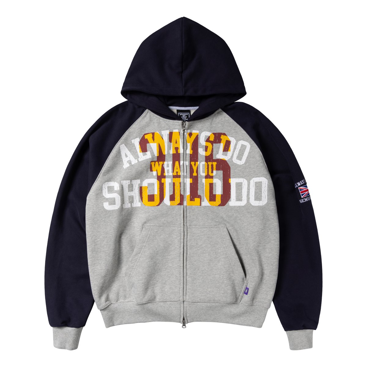 Jersey Raglan Zip Up Hoodie - Heather Grey