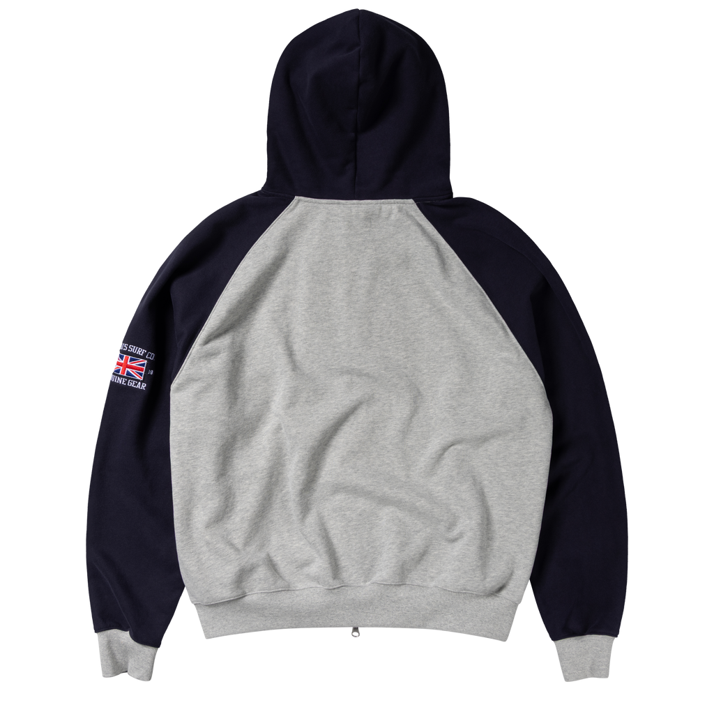 Jersey Raglan Zip Up Hoodie - Heather Grey