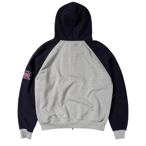 Jersey Raglan Zip Up Hoodie - Heather Grey