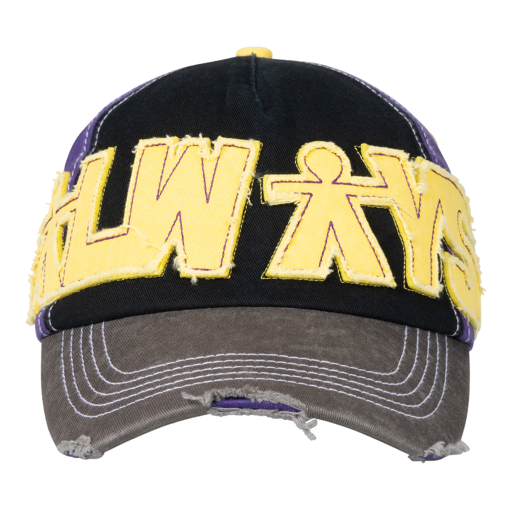 5 Panel Human Logo Cap - Purple / Black / Yellow