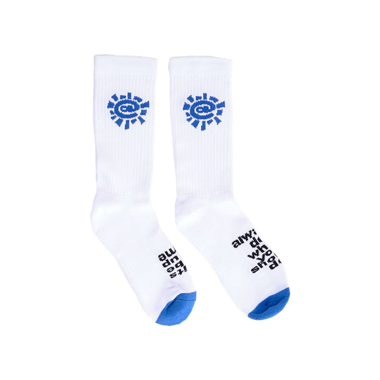 Blue @ Sun Socks - White