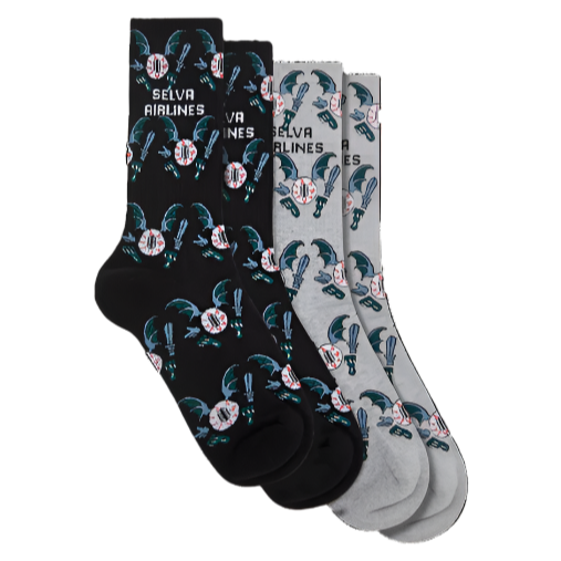 Airlines Socks - Black/Grey (2pack)