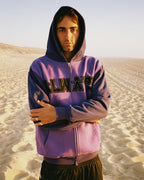 Human Applique Zip Hoodie - Purple