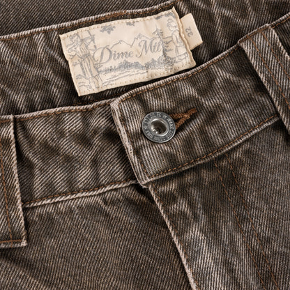 Baggy Denim Pants - Sandblasted Brown