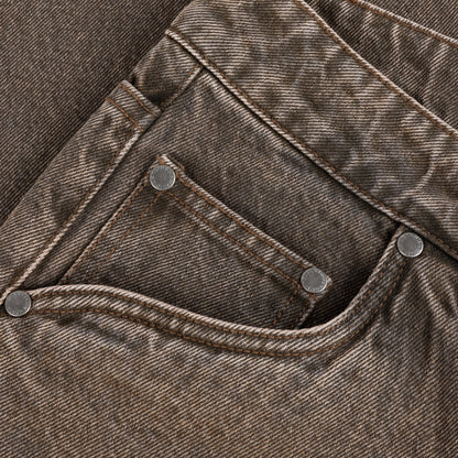 Baggy Denim Pants - Sandblasted Brown