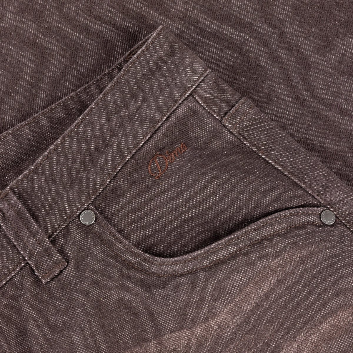 Baggy Denim Pants Sandblasted - Dark Brown