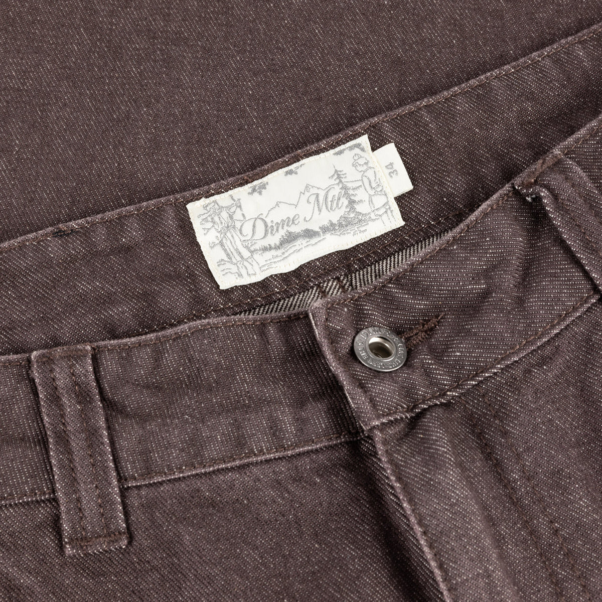 Baggy Denim Pants Sandblasted - Dark Brown
