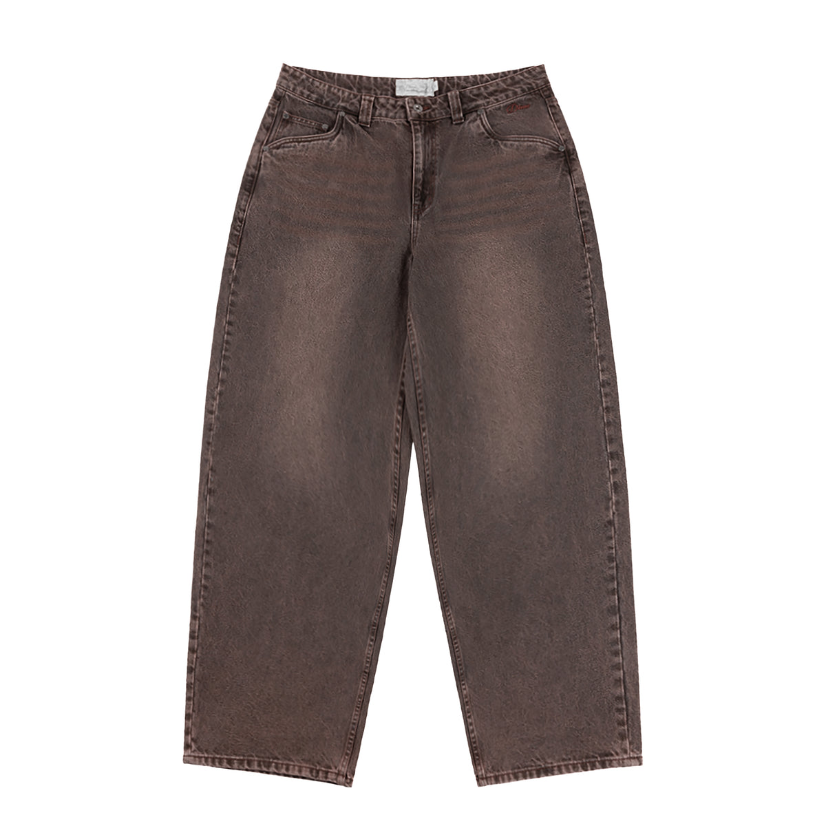 Baggy Denim Pants Sandblasted - Dark Brown