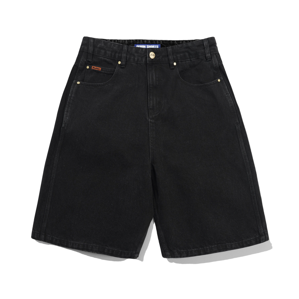 Baggy Denim Shorts - Flat Black