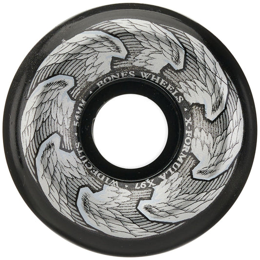Skateboard wheel with engraved design and 'Bones Wheels' branding on a white background