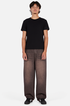 Baggy Denim Pants Sandblasted - Dark Brown