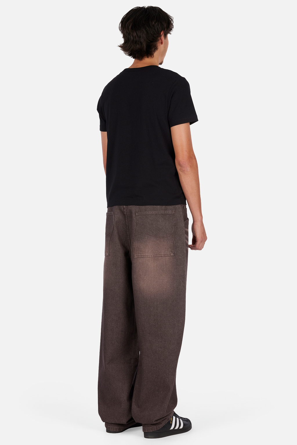 Baggy Denim Pants Sandblasted - Dark Brown