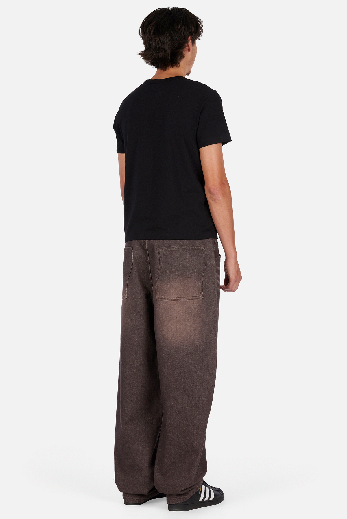 Baggy Denim Pants Sandblasted - Dark Brown