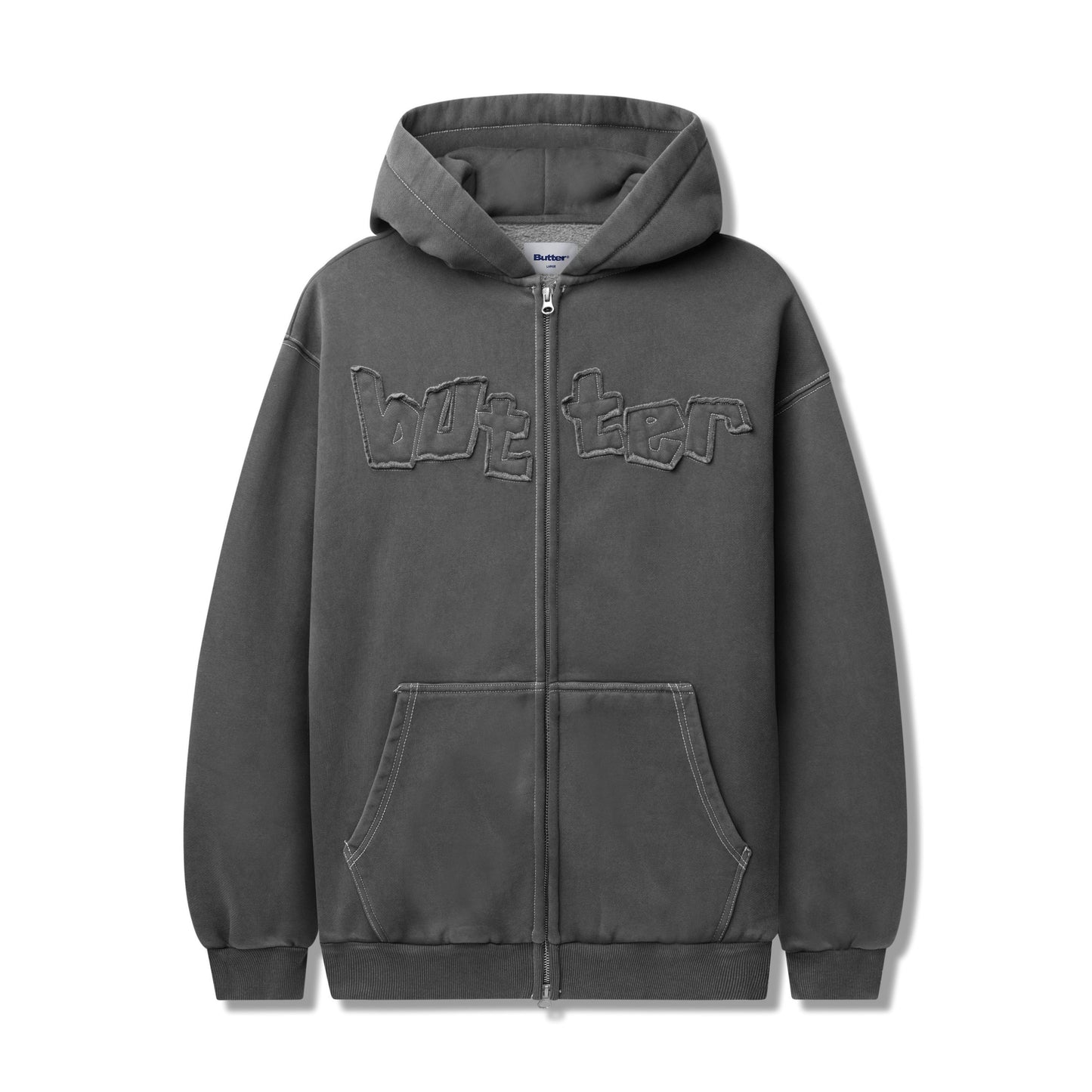 Mineral Wash Zip-Thru Hood - Charcoal