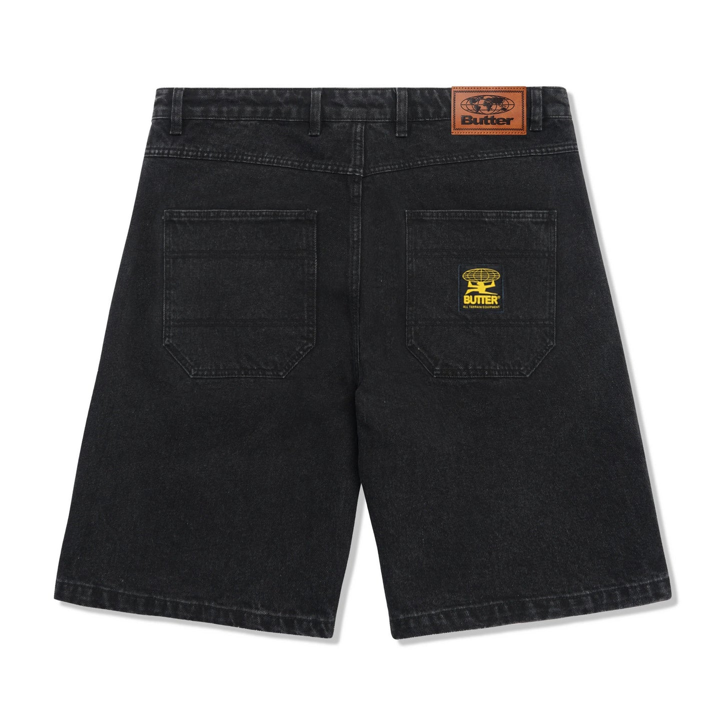 Patch Pocket Denim Shorts - Washed Black