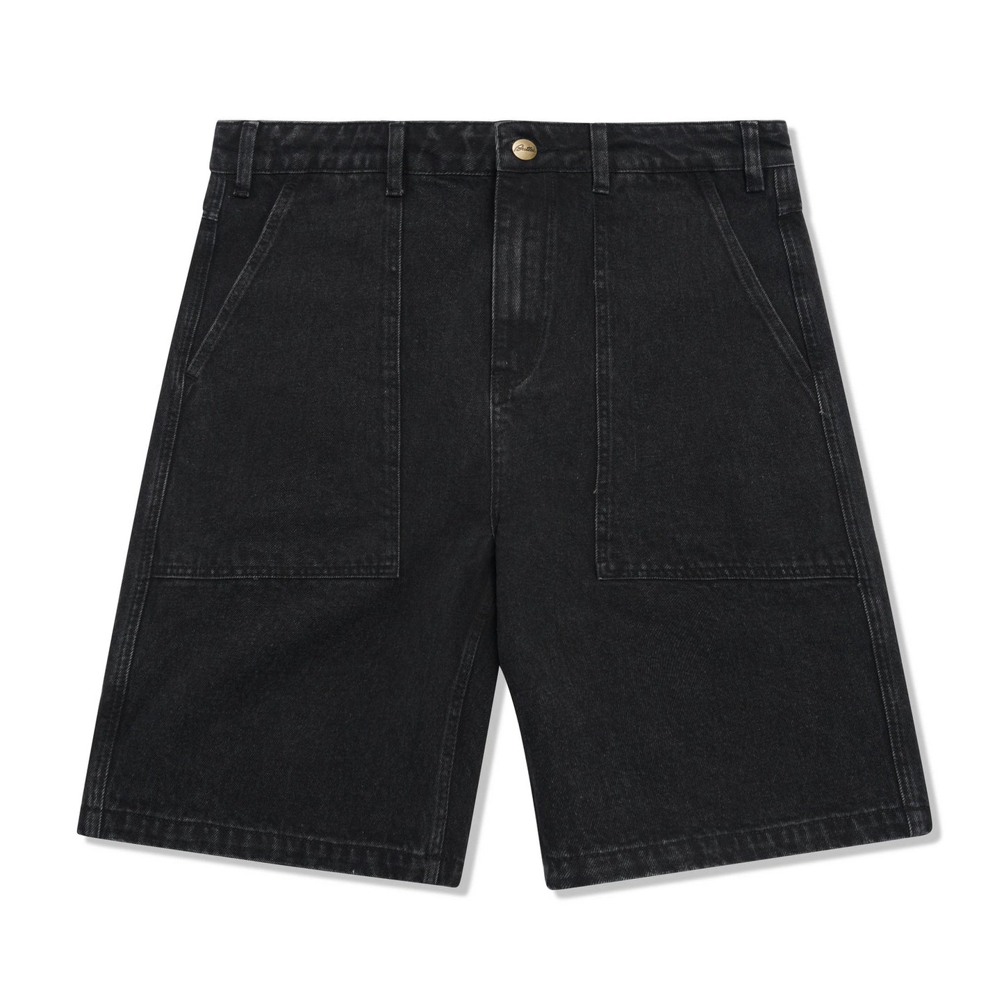 Patch Pocket Denim Shorts - Washed Black