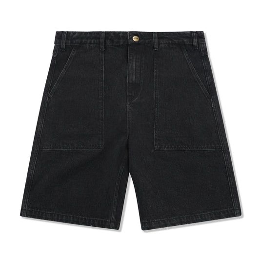 Patch Pocket Denim Shorts - Washed Black