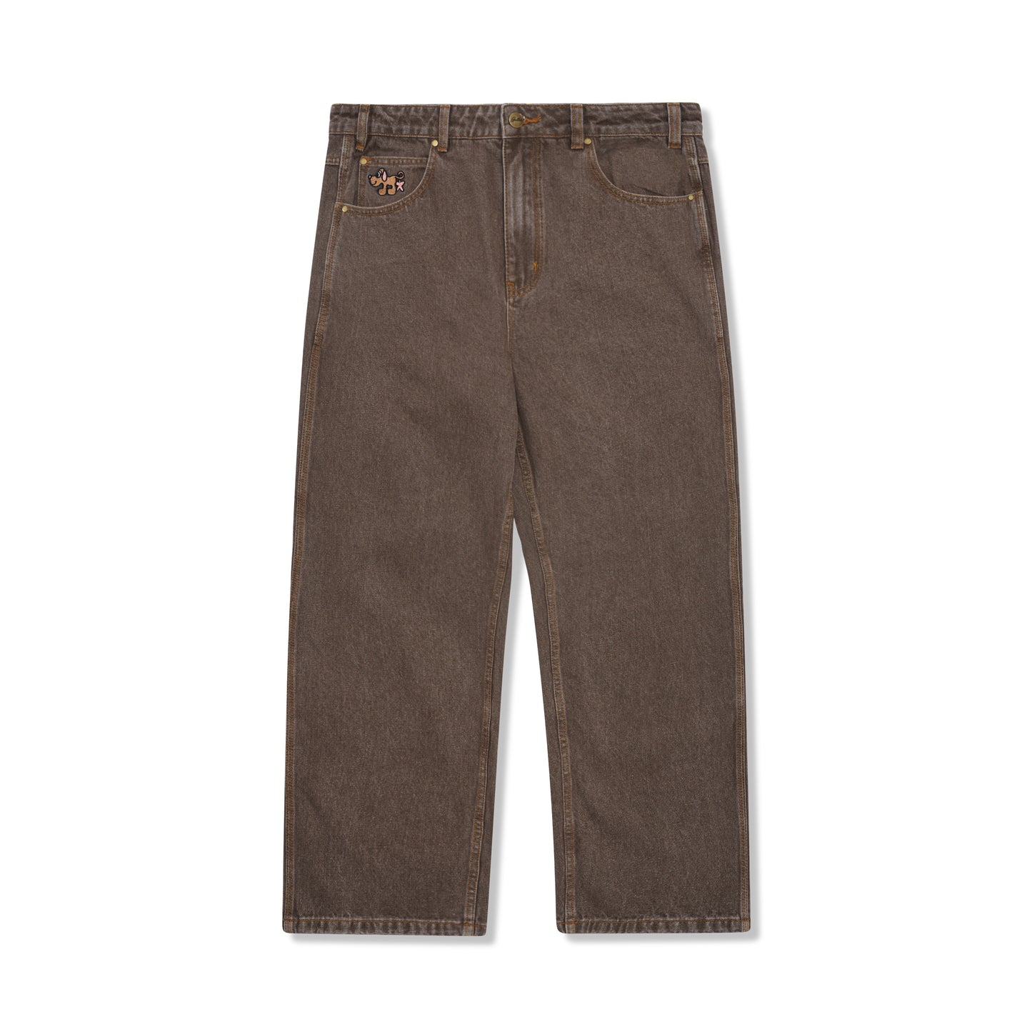 Pooch Relaxed Denim Jeans - Washed Brown