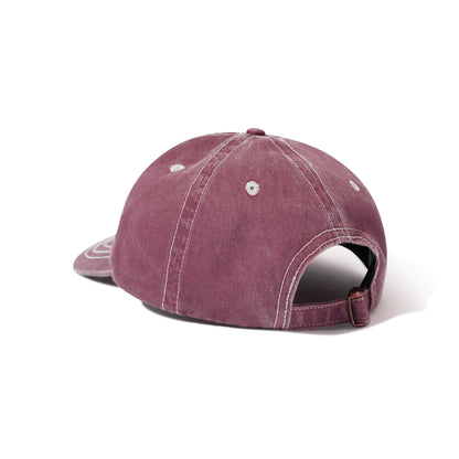 Rounded Logo 6 Panel Cap - Washed Burgundy