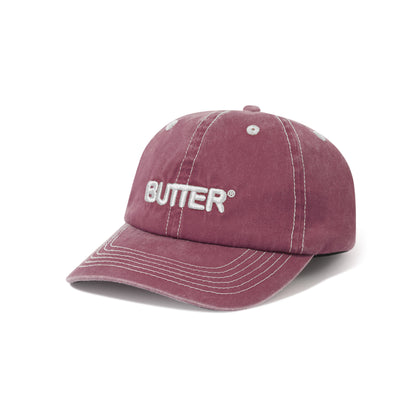 Rounded Logo 6 Panel Cap - Washed Burgundy