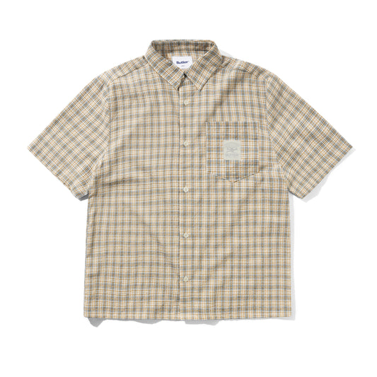 Plaid short-sleeve shirt on a white background