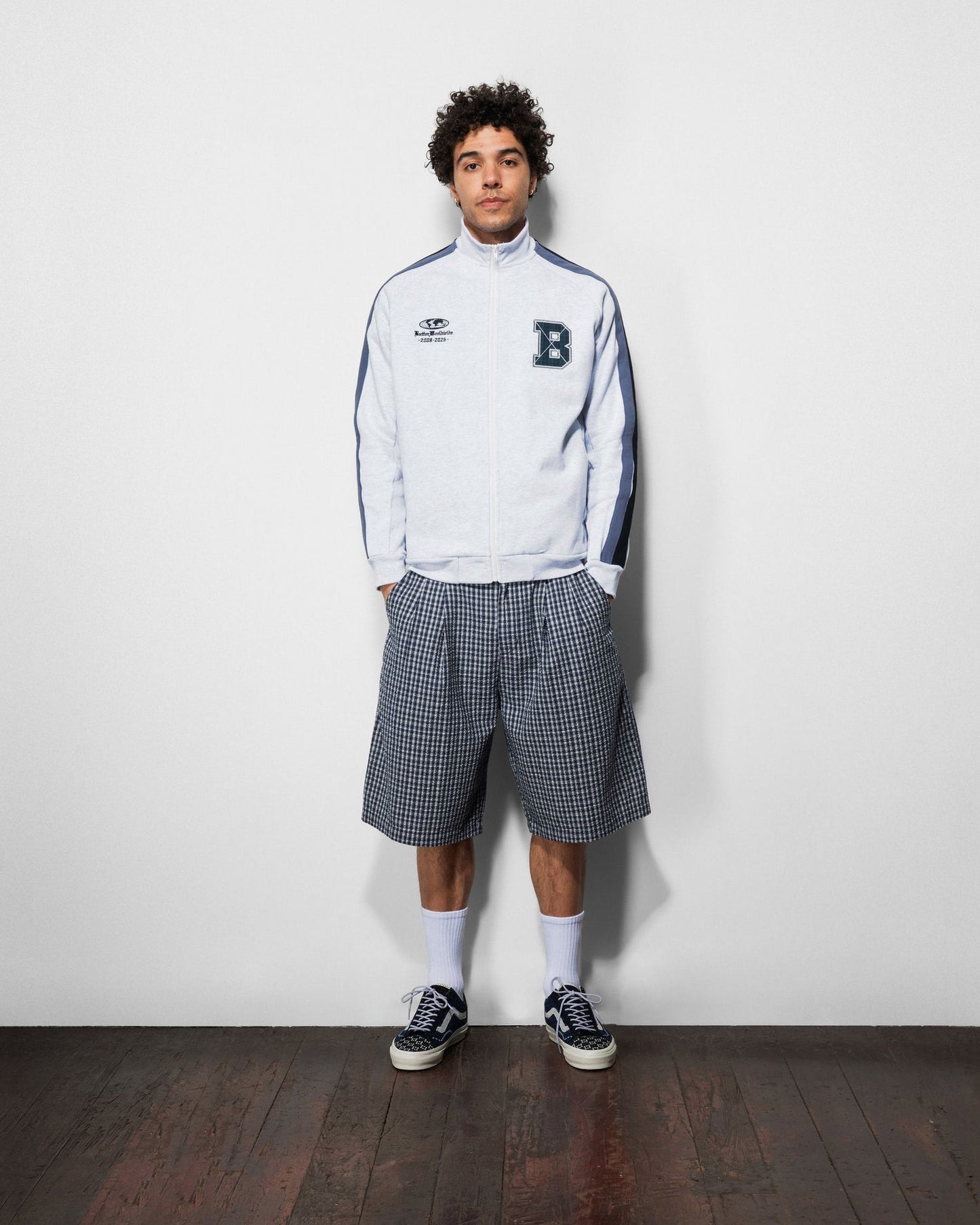 Pleated Shorts - Navy Plaid
