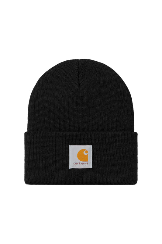 Black beanie with Carhartt logo on a white background
