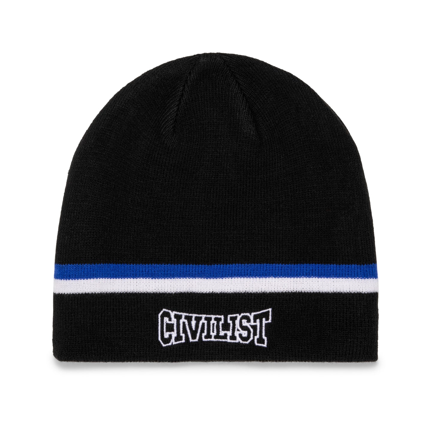 Striped Skully Beanie - Black