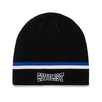 Striped Skully Beanie - Black