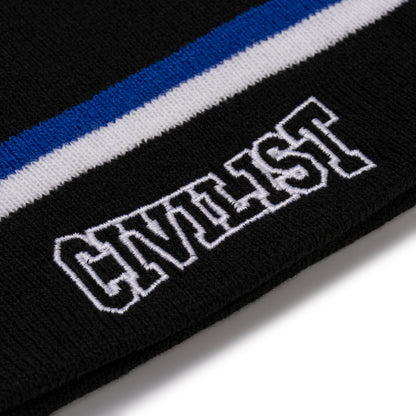 Striped Skully Beanie - Black