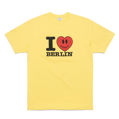 Yellow t-shirt with 'I ❤️ Berlin' design on a white background