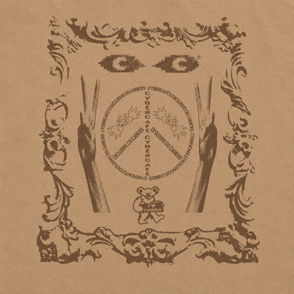 Cybercafé x Exclusive Os Cabides Peace Tee - Sand