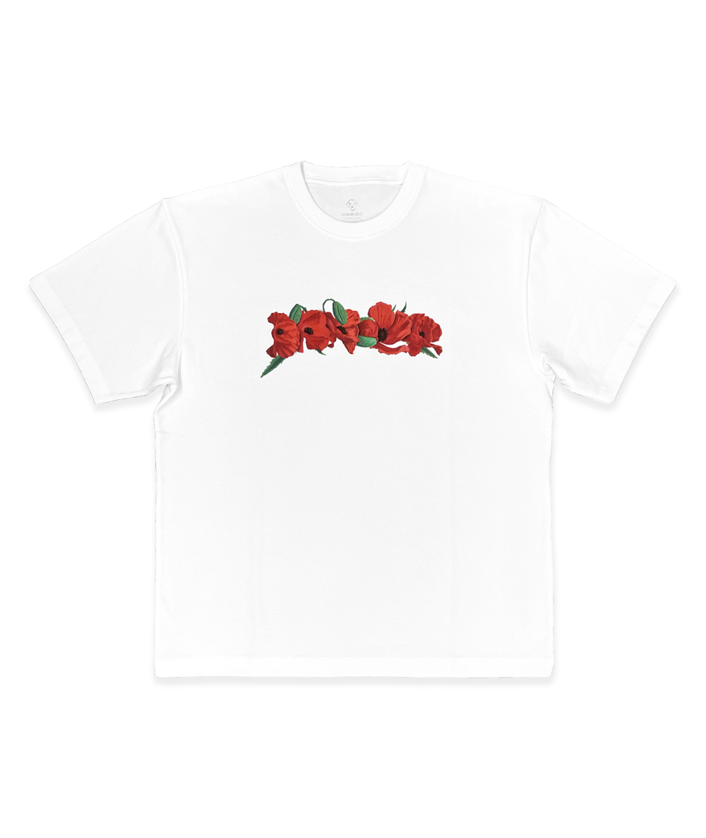 Poppy Flowers Tee - White