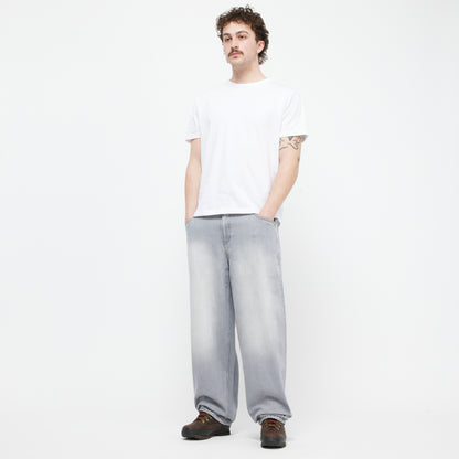 Classic Baggy Denim Pants - Sandblasted Gray (Striped)