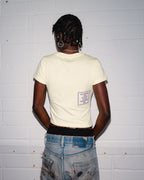 He@rt Baby Tee - Pale Yellow / Purple