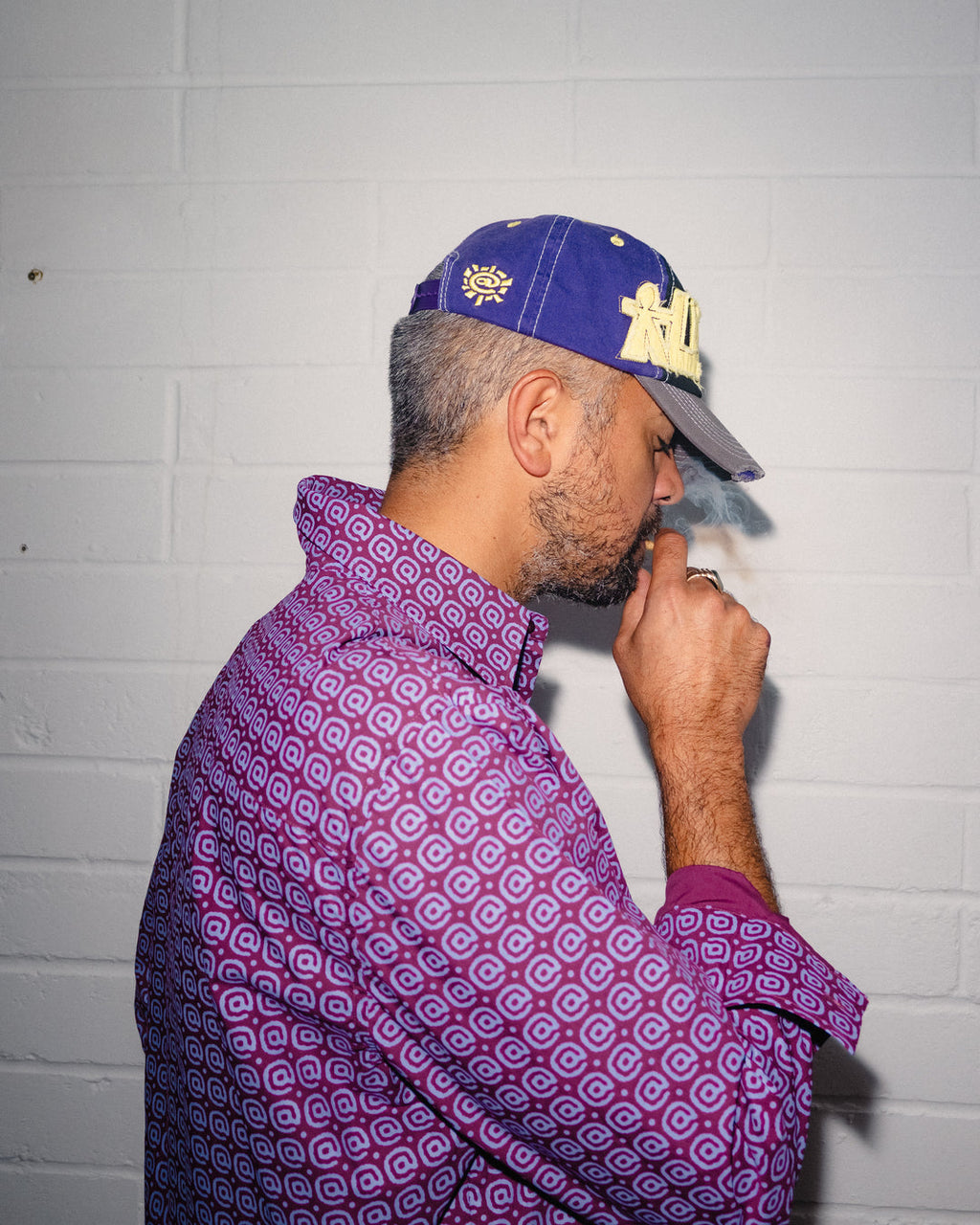 5 Panel Human Logo Cap - Purple / Black / Yellow