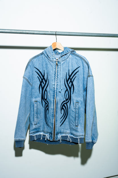 Tribal Zip Up Hoodie - Vintage Blue