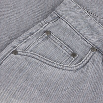 Classic Baggy Denim Pants - Sandblasted Gray (Striped)
