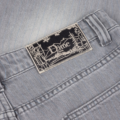 Classic Baggy Denim Pants - Sandblasted Gray (Striped)