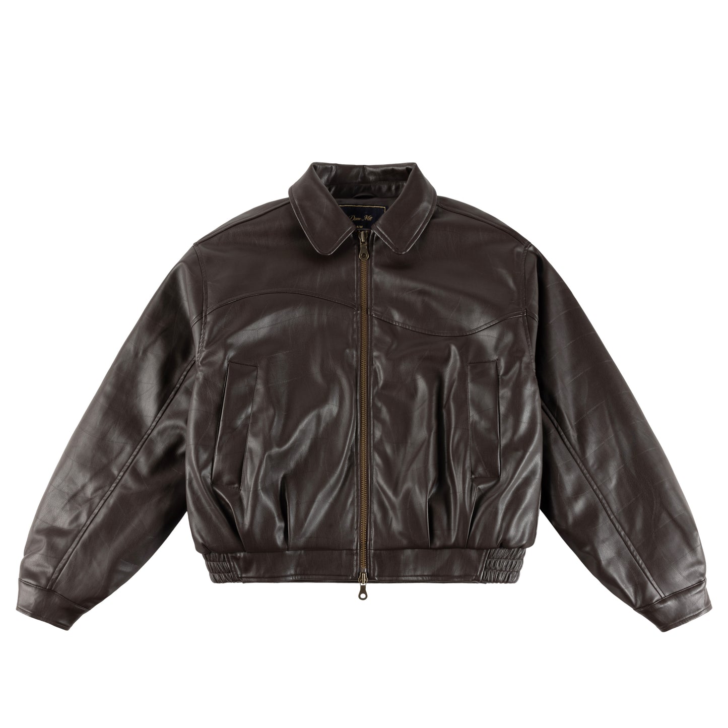 Brown leather jacket on a white background