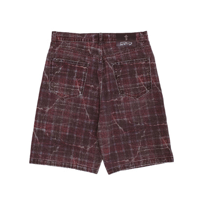 Miller Plaid Denim Short - Red Plaid